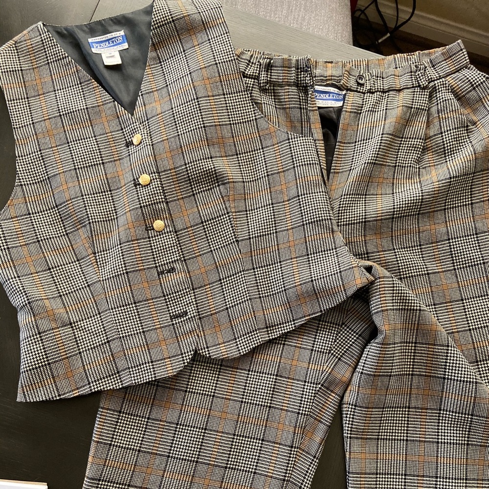 Plaid vest and pant set